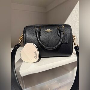 Coach Black Pebbled Leather Mini Rowan